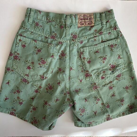 Vintage Michael G. Green Floral Cotton High Rise Shorts Size 11 - Picture 6 of 10